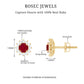 Pendientes de oro con rubí natural de 0,5 ct y halo de diamantes