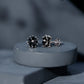 Marquise Shape Black Onyx Floral Statement Stud Earrings