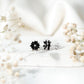 Marquise Shape Black Onyx Floral Statement Stud Earrings