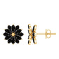 Marquise Shape Black Onyx Floral Statement Stud Earrings