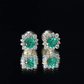 Real Emerald Stud Earrings with Diamond Halo