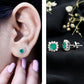 Real Emerald Stud Earrings with Diamond Halo