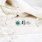 Real Emerald Stud Earrings with Diamond Halo
