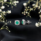 Real Emerald Stud Earrings with Diamond Halo