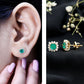 Real Emerald Stud Earrings with Diamond Halo