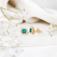 Real Emerald Stud Earrings with Diamond Halo