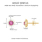 Round Pink Tourmaline Stud Earrings with Diamond Halo