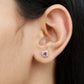 Round Pink Tourmaline Stud Earrings with Diamond Halo