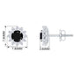 0.9 Carat Black Spinel and Diamond Classic Halo Stud Earrings