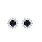 0.9 Carat Black Spinel and Diamond Classic Halo Stud Earrings