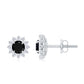 0.9 Carat Black Spinel and Diamond Classic Halo Stud Earrings