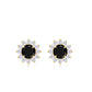 0.9 Carat Black Spinel and Diamond Classic Halo Stud Earrings