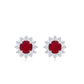 Ruby Classic Stud Earrings with Diamond Halo