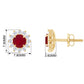 Ruby Classic Stud Earrings with Diamond Halo