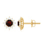0.6 Carat Garnet Classic Stud Earrings with Diamond Halo