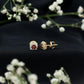 0.6 Carat Garnet Classic Stud Earrings with Diamond Halo