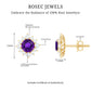 Genuine Amethyst Stud Earrings with Diamond Halo