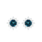 Pendientes de topacio azul Londres clásico de 1,2 quilates con halo de diamantes