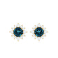 Pendientes de topacio azul Londres clásico de 1,2 quilates con halo de diamantes
