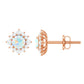 Classic Ethiopian Opal Stud Earrings with Diamond Halo