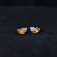 Marquise Cut Fire Opal Stud Earrings with Diamond Trio