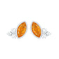 Marquise Cut Fire Opal Stud Earrings with Diamond Trio