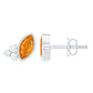 Marquise Cut Fire Opal Stud Earrings with Diamond Trio