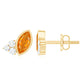 Marquise Cut Fire Opal Stud Earrings with Diamond Trio
