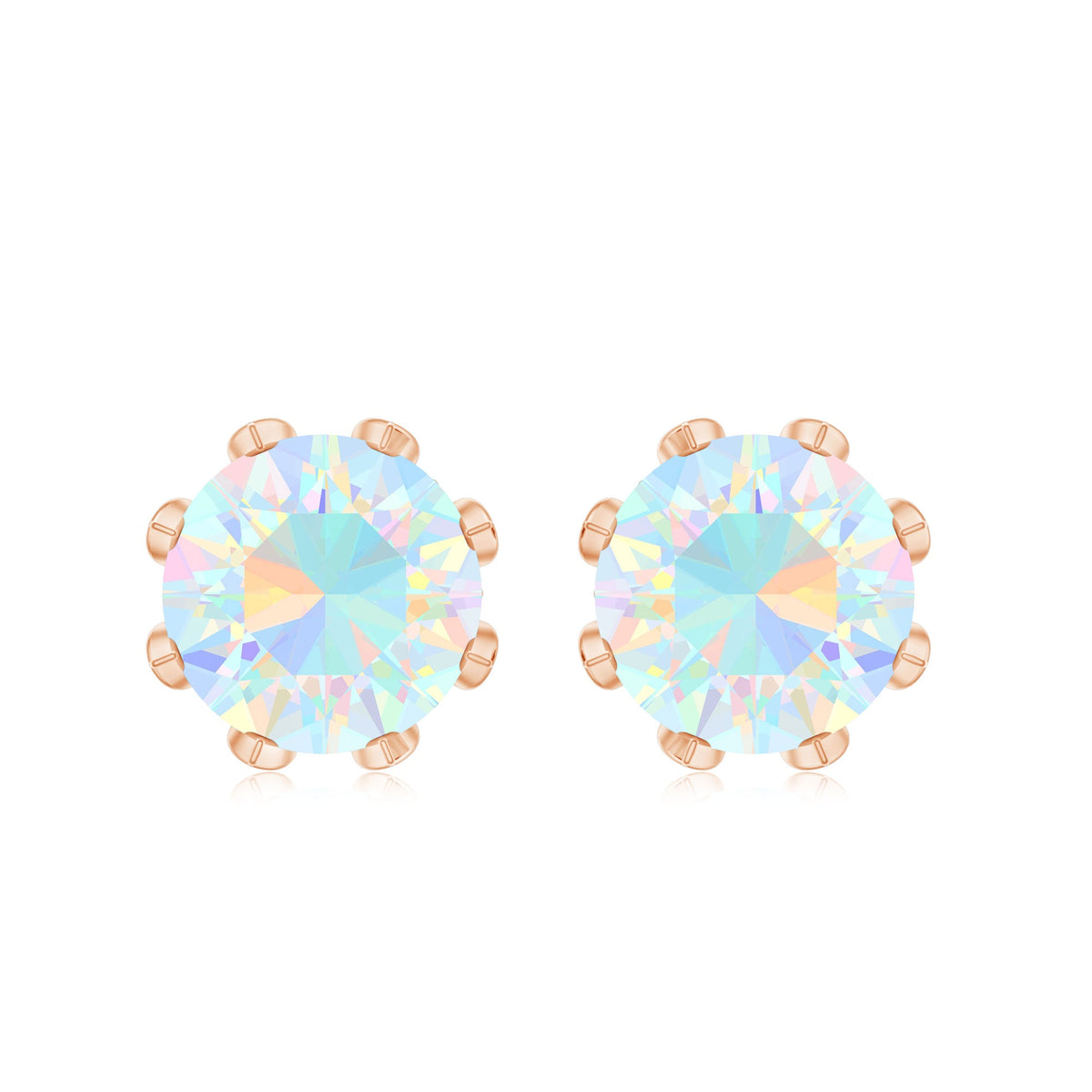 Certified Genuine Ethiopian Opal Flower Earrings with Diamond