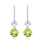 1 Carat Round Peridot and Moissanite Drop Earrings with Fish Hook