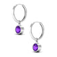 Certified Natural Amethyst Hoop Drop Earrings in Bezel Setting