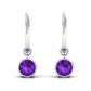 Certified Natural Amethyst Hoop Drop Earrings in Bezel Setting