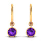 Certified Natural Amethyst Hoop Drop Earrings in Bezel Setting