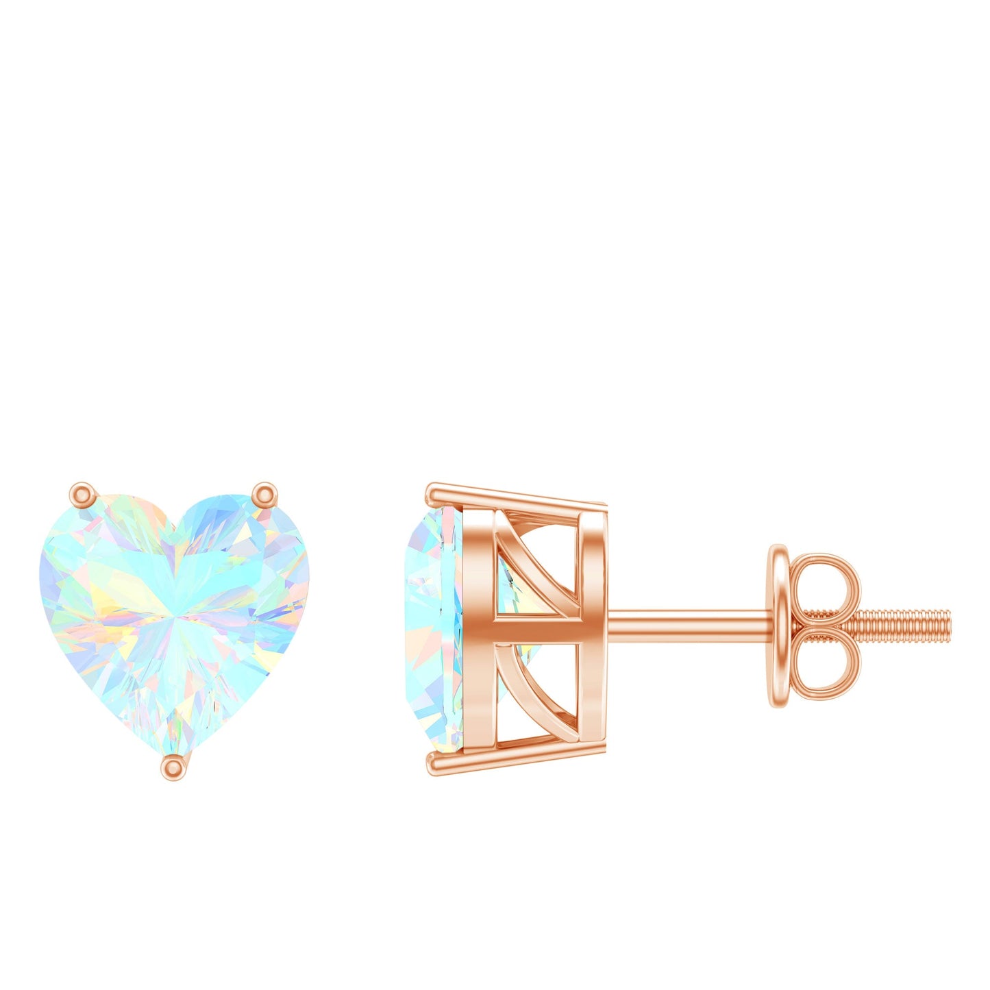 Pendientes de tuerca de ópalo etíope auténtico con forma de corazón de 1,5 quilates