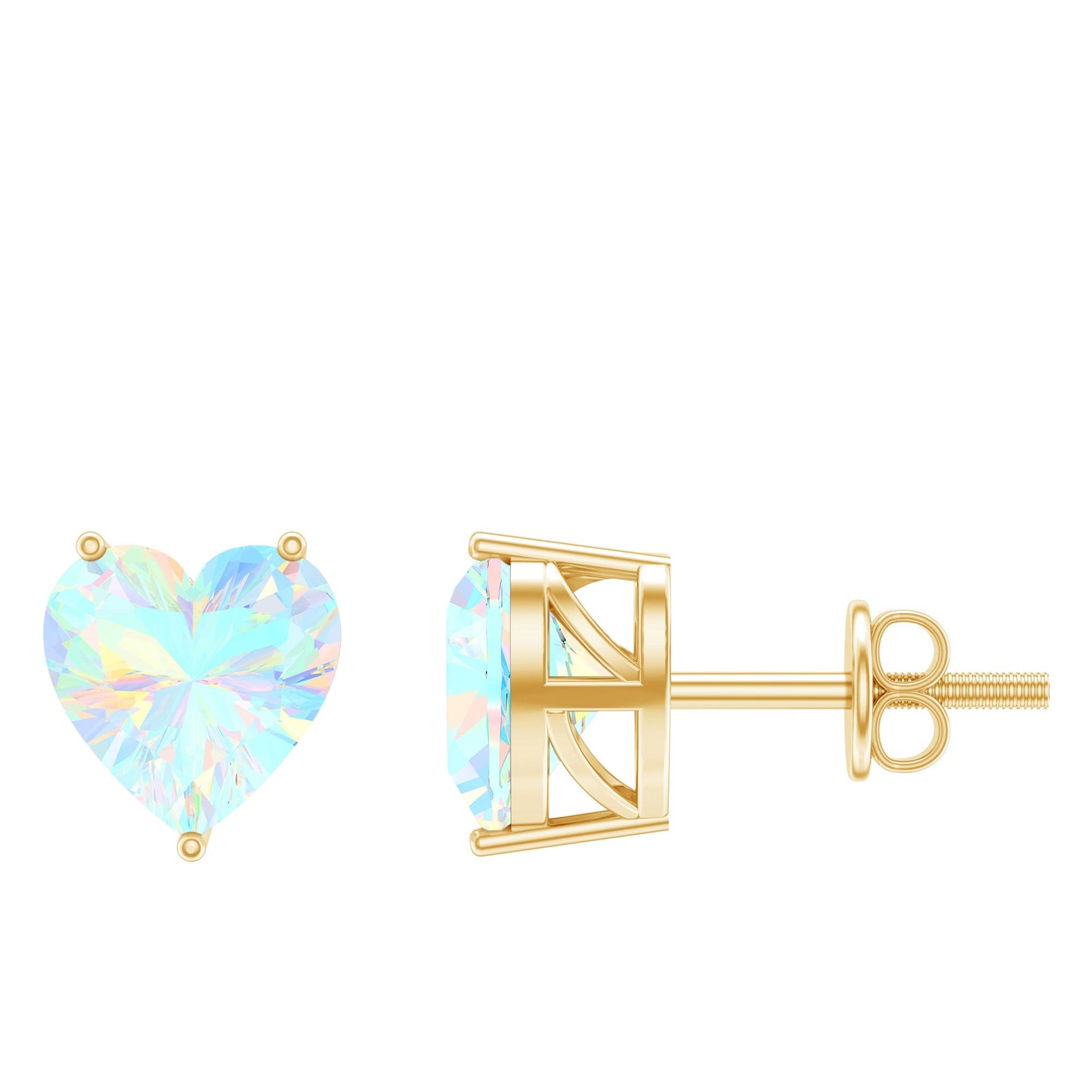 Pendientes de tuerca de ópalo etíope auténtico con forma de corazón de 1,5 quilates