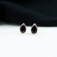 Genuine Black Onyx Teardrop Stud Earrings in Bezel Set
