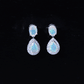 Genuine 1.8 Carat Ethiopian Opal Drop Dangle Earrings with Diamond Halo