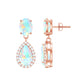 Genuine 1.8 Carat Ethiopian Opal Drop Dangle Earrings with Diamond Halo