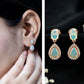 Genuine 1.8 Carat Ethiopian Opal Drop Dangle Earrings with Diamond Halo