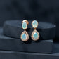 Genuine 1.8 Carat Ethiopian Opal Drop Dangle Earrings with Diamond Halo