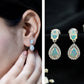 Genuine 1.8 Carat Ethiopian Opal Drop Dangle Earrings with Diamond Halo
