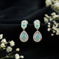 Genuine 1.8 Carat Ethiopian Opal Drop Dangle Earrings with Diamond Halo