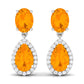1.3 Carat Classic Fire Opal Dangle Earrings with Diamond