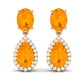 1.3 Carat Classic Fire Opal Dangle Earrings with Diamond