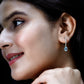 Genuine 2.2 Carat Oval Cut Aquamarine Hoop Drop Earrings with Diamond