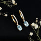 Genuine 2.2 Carat Oval Cut Aquamarine Hoop Drop Earrings with Diamond