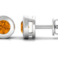 1 Carat Natural Citrine Solitaire Stud Earrings in Bezel Setting