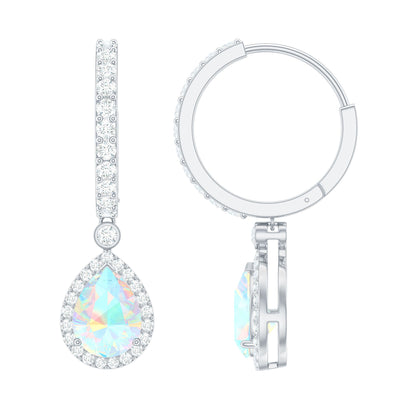 Real 1.4 Carat Ethiopian Opal Teardrop Hoop Earrings with Certificate