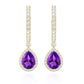 Natural Amethyst Teardrop Earrings with Moissanite Hinged Hoop