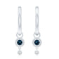Bezel Set London Blue Topaz and Lab Diamond Hoop Drop Earrings